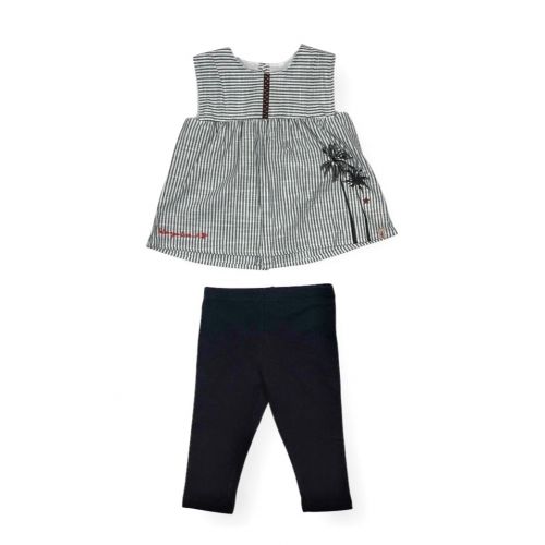 2-8Y SPRING-SUMMER GIRLS PALM STRIPED BLOUSE TIGHTS SET