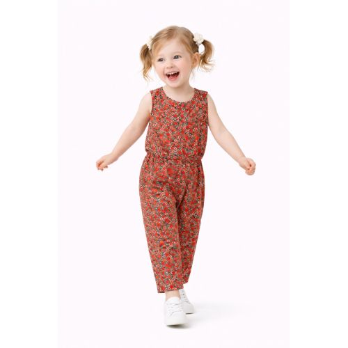 3-30M SPRING-SUMMER GIRLS PALM EMPİRME OVERALLS