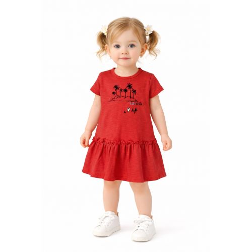 3-30M SPRING-SUMMER GIRLS PALM COMBED DRESS