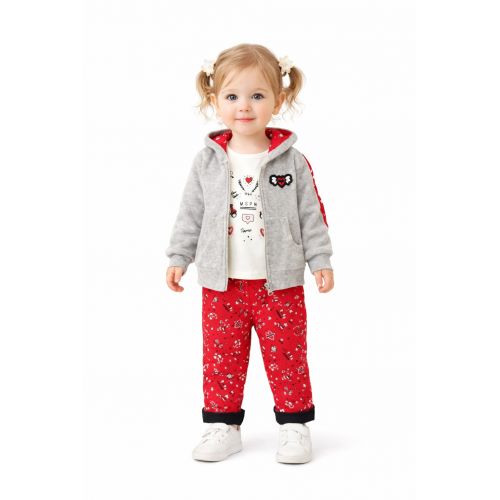 3-30M AUTUMN-WINTER GIRLS TİAMO LINED TROUSERS 3-PIECE SET