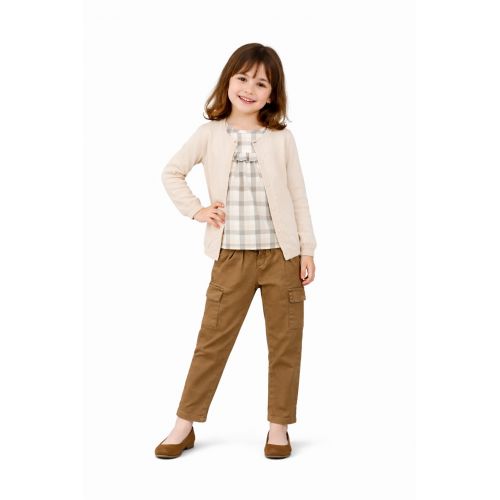 2-8Y SPRING-SUMMER GIRLS PINKY CARDIGAN BLOUSE GABARDINE PANTS SUIT