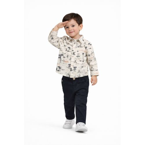 3-30M SPRING-SUMMER BOYS KING PRINT SHIRT TROUSERS SUIT
