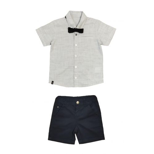 3-30M SPRING-SUMMER BOYS KING PAPYONLU GÖMLEK ŞORT TAKIM