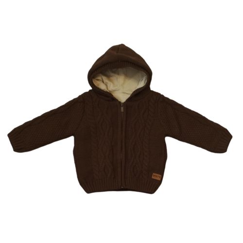 3-30M AUTUMN-WINTER BOYS HOODED HAIR BRAIDED KNITWEAR CARDIGAN